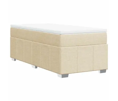 Atsperu Gultas Rāmis Ar Matraci, Krēmkrāsas, 100X200 Cm, Audums Vidaxl