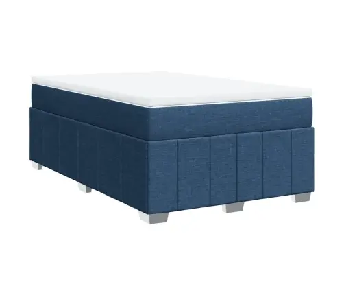 Atsperu Gultas Rāmis Ar Matraci, Zils, 120X200 Cm, Audums Vidaxl
