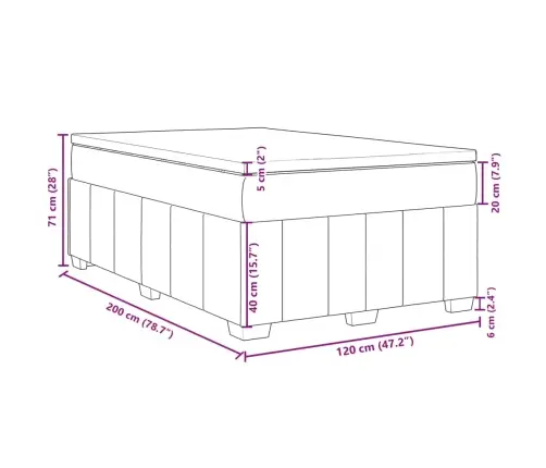 Atsperu Gultas Rāmis Ar Matraci, Zils, 120X200 Cm, Audums Vidaxl