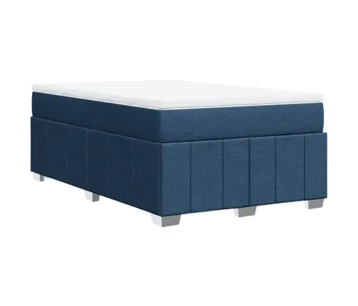 Atsperu Gultas Rāmis Ar Matraci, Zils, 120X200 Cm, Audums Vidaxl