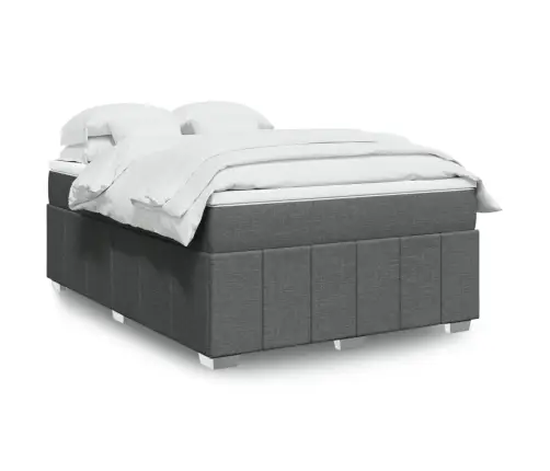 Atsperu Gulta Ar Matraci, Tumši Pelēka Audums, 140X190 Cm Vidaxl