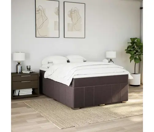 Atsperu Gultas Rāmis Ar Matraci, Tumši Brūna, 140X190Cm, Audums Vidaxl