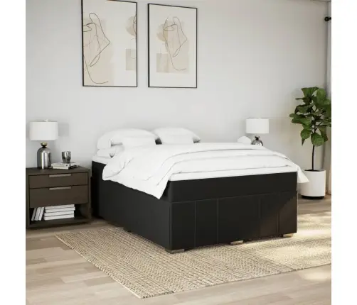 Atsperu Gulta Ar Matraci, Melna, 140X200 Cm, Audums Vidaxl