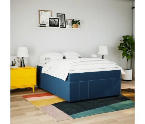 Atsperu Gulta Ar Matraci, Zils, 140X200 Cm, Audums Vidaxl