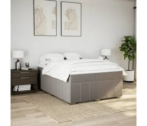 Atsperu Gulta Ar Matraci, Pelēkbrūns, 160X200 Cm, Audums Vidaxl