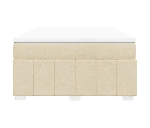 Lova Su Spyruoklėmis Ir Čiužiniu, Kreminė, 160X200 cm Audinys