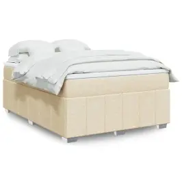 Lova Su Spyruoklėmis Ir Čiužiniu, Kreminė, 160X200 cm Audinys