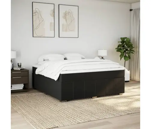 Lova Su Spyruoklėmis Ir Čiužiniu, Juoda, 180X200 cm Audinys