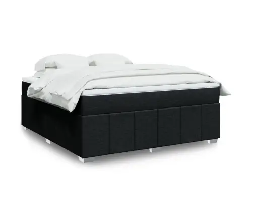 Lova Su Spyruoklėmis Ir Čiužiniu, Juoda, 180X200 cm Audinys