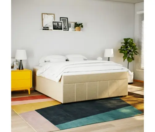 Atsperu Gulta Ar Matraci, Krēmkrāsas, 180X200 Cm, Audums Vidaxl