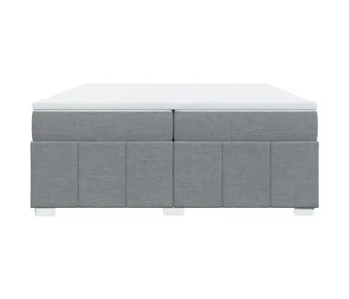 Atsperu Gulta Ar Matraci, Gaiši Pelēka Audums, 200X200Cm Vidaxl