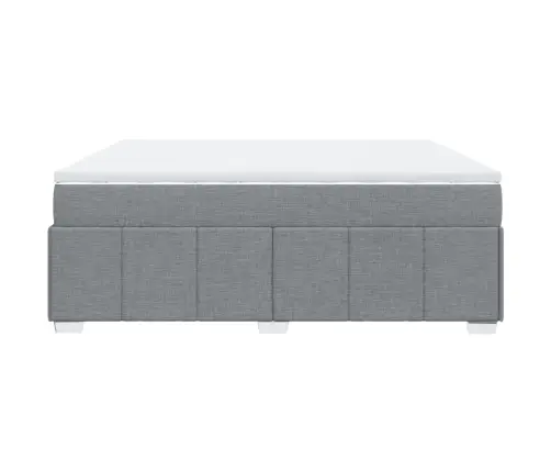 Atsperu Gulta Ar Matraci, Gaiši Pelēka Audums, 200X200Cm Vidaxl