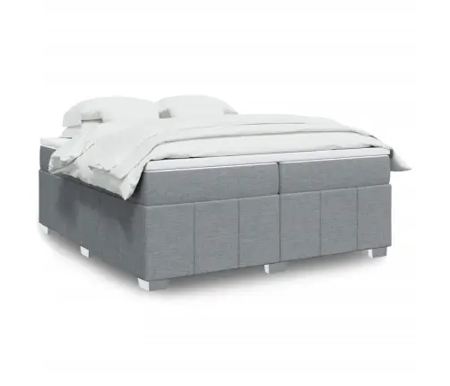 Atsperu Gulta Ar Matraci, Gaiši Pelēka Audums, 200X200Cm Vidaxl