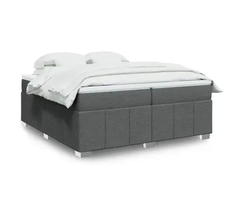 Atsperu Gulta Ar Matraci, Tumši Pelēka Audums, 200X200Cm Vidaxl