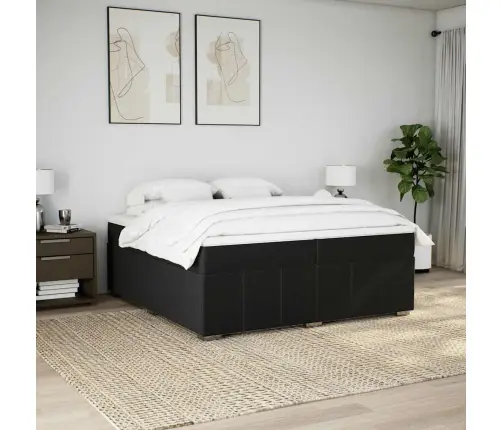 Atsperu Gultas Rāmis Ar Matraci, Melna Audums, 200X200 Cm Vidaxl