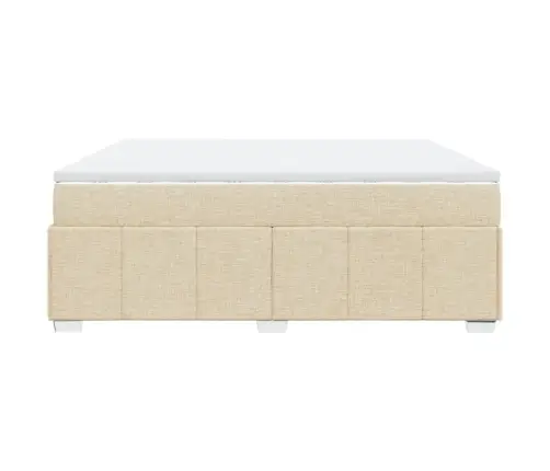 Atsperu Gultas Rāmis Ar Matraci, Krēmkrāsas Audums, 200X200 Cm Vidaxl