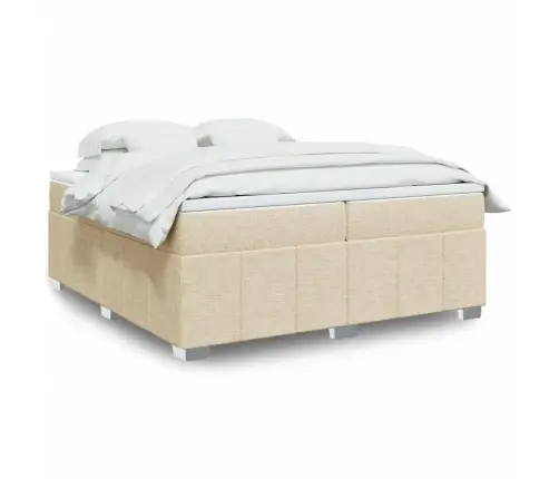 Atsperu Gultas Rāmis Ar Matraci, Krēmkrāsas Audums, 200X200 Cm Vidaxl