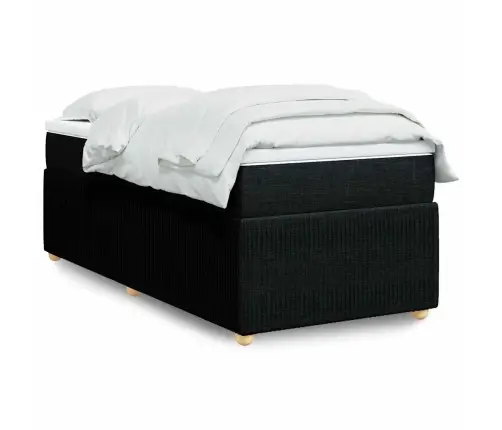 Lova Su Spyruoklėmis Ir Čiužiniu, Juoda, 90X190 cm Audinys