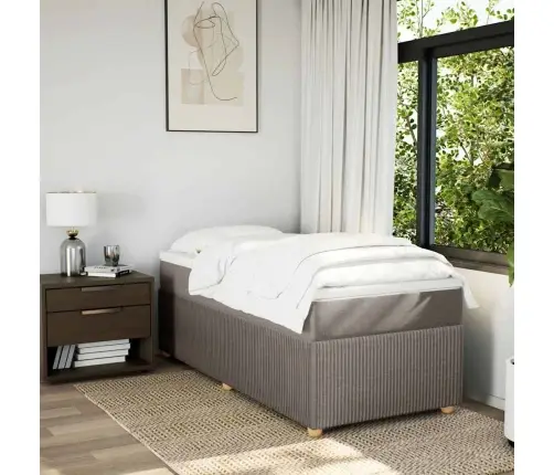 Lova Su Spyruoklėmis Ir Čiužiniu, Taupe, 90X190 cm Audinys