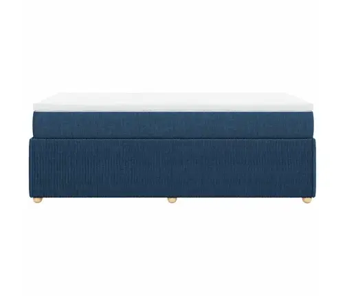 Atsperu Gultas Rāmis Ar Matraci, Zils, 90X190 Cm, Audums Vidaxl