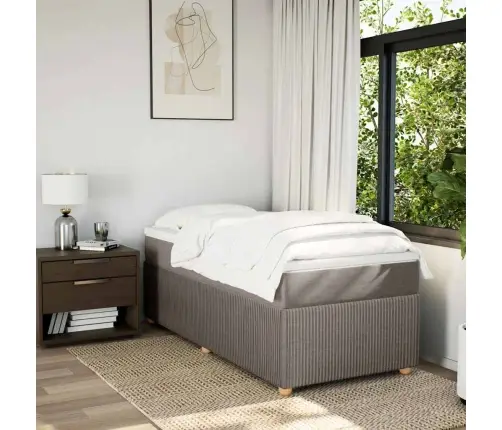 Atsperu Gultas Rāmis Ar Matraci, Pelēkbrūns, 90X200 Cm, Audums Vidaxl