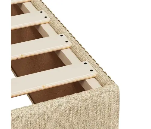 Atsperu Gultas Rāmis Ar Matraci, Krēmkrāsas, 90X200 Cm, Audums Vidaxl