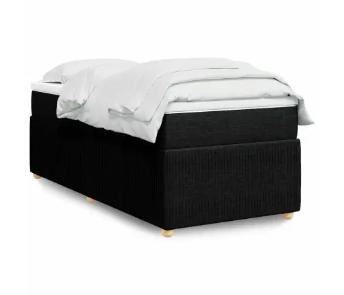 Atsperu Gultas Rāmis Ar Matraci, Melna Audums, 100X200 Cm Vidaxl