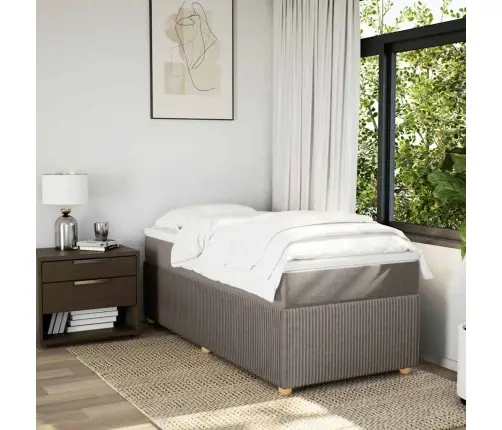 Atsperu Gultas Rāmis Ar Matraci, Pelēkbrūns, 100X200 Cm, Audums Vidaxl