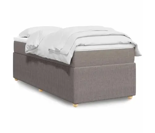 Atsperu Gultas Rāmis Ar Matraci, Pelēkbrūns, 100X200 Cm, Audums Vidaxl