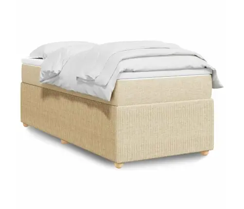 Atsperu Gultas Rāmis Ar Matraci, Krēmkrāsas, 100X200 Cm, Audums Vidaxl