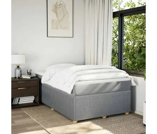 Lova Su Spyruoklėmis Ir Čiužiniu, Pilka, 120X190cm Audinys