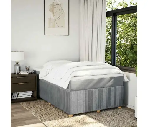 Atsperu Gulta Ar Matraci, Gaiši Pelēka Audums, 120X200Cm Vidaxl