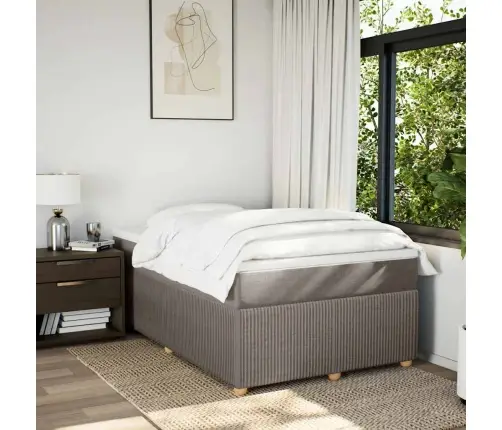 Atsperu Gultas Rāmis Ar Matraci, Pelēkbrūns, 120X200 Cm, Audums Vidaxl