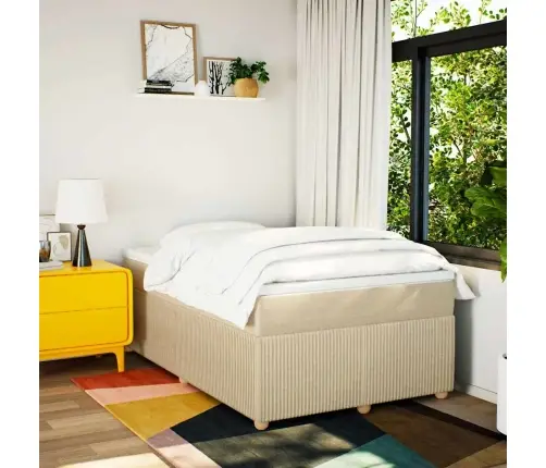 Lova Su Spyruoklėmis Ir Čiužiniu, Kreminė, 120X200 cm Audinys