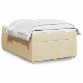 Lova Su Spyruoklėmis Ir Čiužiniu, Kreminė, 120X200 cm Audinys