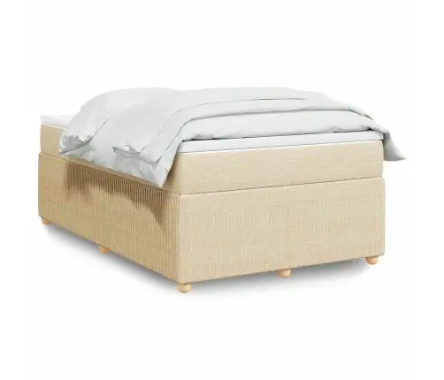 Lova Su Spyruoklėmis Ir Čiužiniu, Kreminė, 120X200 cm Audinys