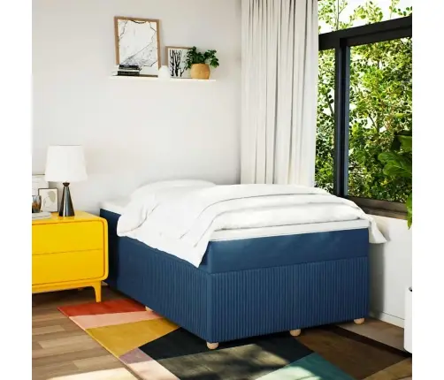 Lova Su Spyruoklėmis Ir Čiužiniu, Mėlyna, 120X200 cm Audinys