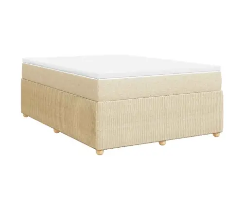 Atsperu Gulta Ar Matraci, Krēmkrāsas Audums, 140X190 Cm Vidaxl