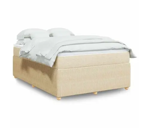 Atsperu Gulta Ar Matraci, Krēmkrāsas Audums, 140X190 Cm Vidaxl