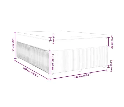 Atsperu Gulta Ar Matraci, Zils Audums, 140X190 Cm Vidaxl