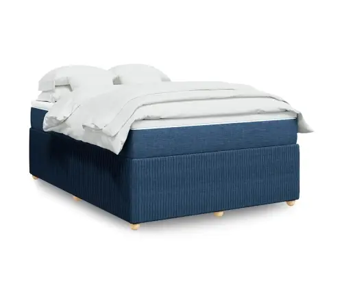 Atsperu Gulta Ar Matraci, Zils Audums, 140X190 Cm Vidaxl