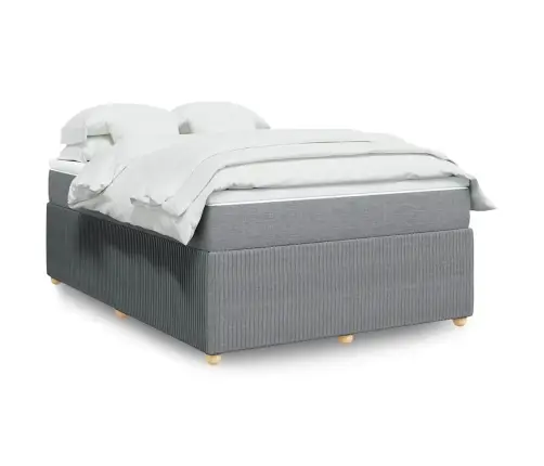 Atsperu Gultas Rāmis Ar Matraci, Gaiši Pelēka Audums, 140X200Cm Vidaxl