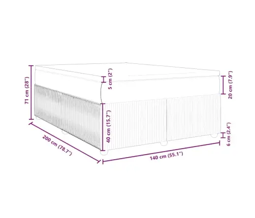 Kontinentaalvoodi Madratsiga, Pruunikashall, 140X200 cm Kangas