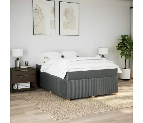 Lova Su Spyruoklėmis/Čiužiniu,Tamsiai Pilka, 160X200cm Audinys