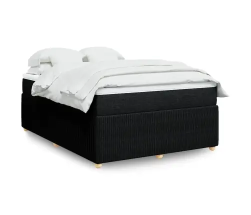 Lova Su Spyruoklėmis Ir Čiužiniu, Juoda, 160X200 cm Audinys