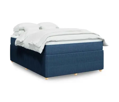 Atsperu Gulta Ar Matraci, Zils, 160X200 Cm, Audums Vidaxl