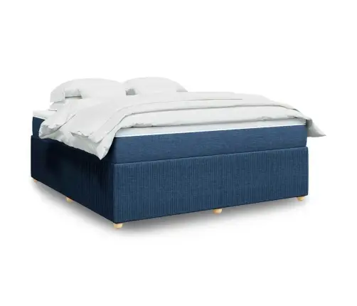 Lova Su Spyruoklėmis Ir Čiužiniu, Mėlyna, 180X200 cm Audinys