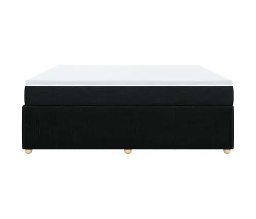 Atsperu Gultas Rāmis Ar Matraci, Melna Audums, 200X200 Cm Vidaxl