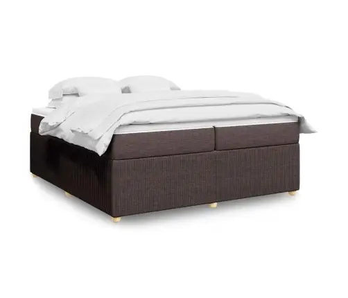 Lova Su Spyruoklėmis Ir Čiužiniu, Ruda, 200X200 cm Audinys