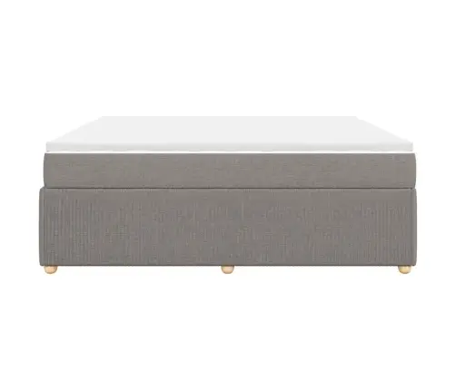 Atsperu Gultas Rāmis Ar Matraci, Pelēkbrūns, 200X200 Cm, Audums Vidaxl